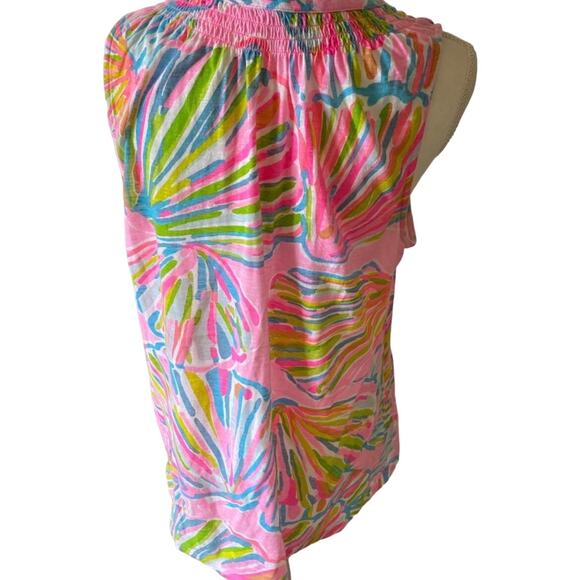 Lilly Pulitzer Pink Green Shellebrate Seashell Essie Top Sleeveless Size XS - Picture 5 of 12